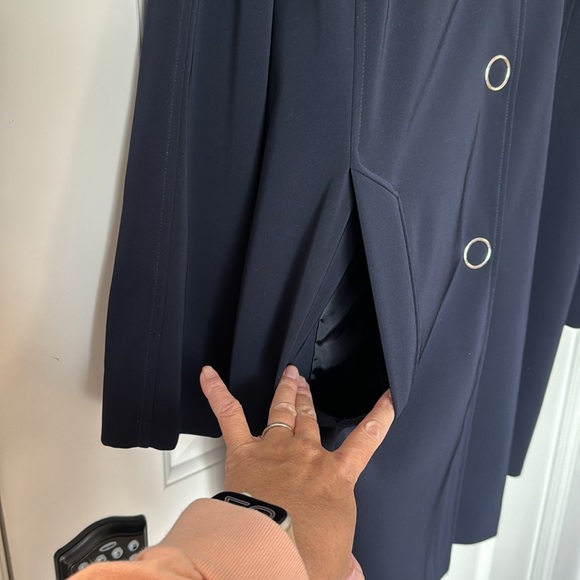 London Fog Collection Women's XXL Snap Navy Blue Raincoat-Detachable Hood Lined - Picture 3 of 14